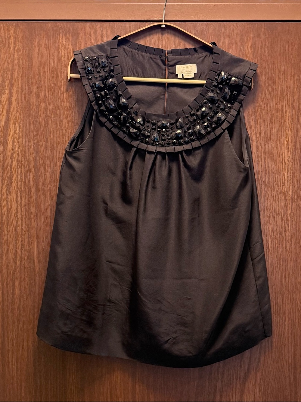 Kate Spade Embellished Black Silk Top